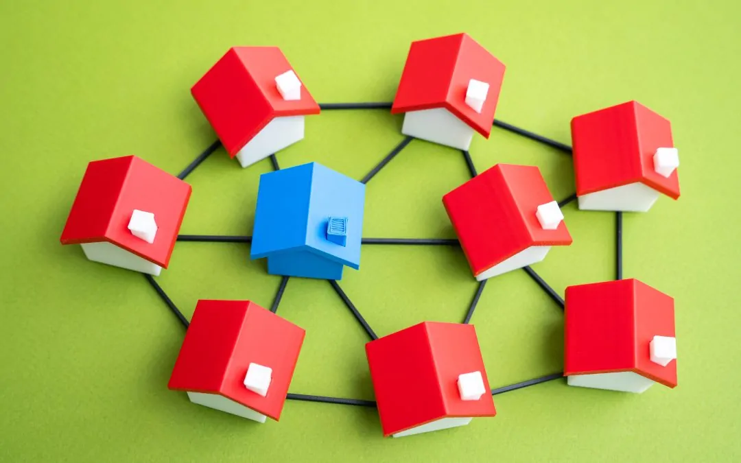 Blue House in a network of connected houses